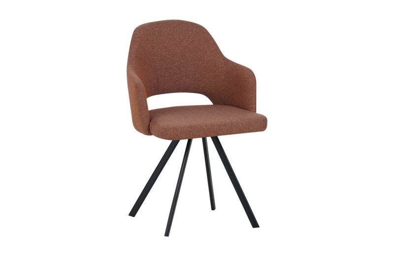 Trelevo® Armlehnstuhl Jessi, Esszimmerstuhl mit Armlehnen Stoffbezug braun 4-Fuß-Gestell Metall sch von Trelevo®