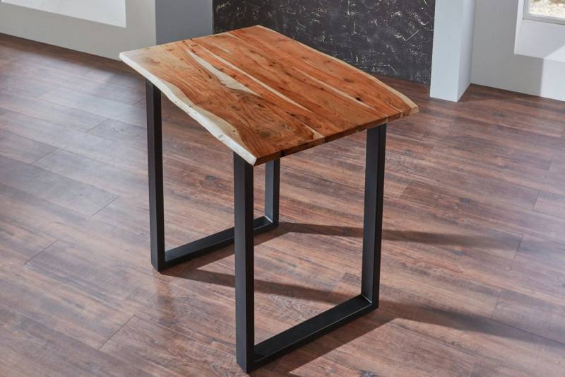 Trelevo® Bartisch Bartisch, Bartisch Baumkante massiv Akazie nussbaum 140 x 80 schwarz von Trelevo®