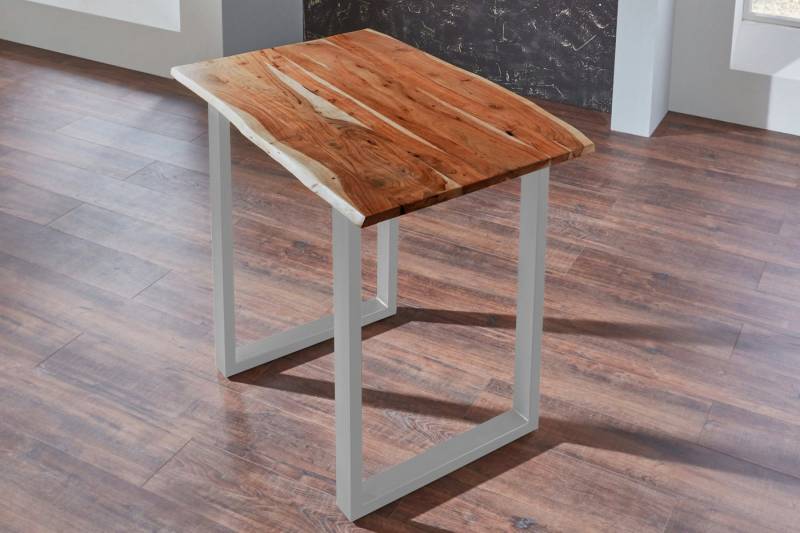 Trelevo® Bartisch Bartisch, Bartisch Baumkante massiv Akazie nussbaum 140 x 80 silber von Trelevo®