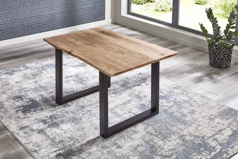 Trelevo® Baumkantentisch Billy, Esstisch Baumkante massiv Akazie Natur 100 x 70 schwarz BILLY von Trelevo®