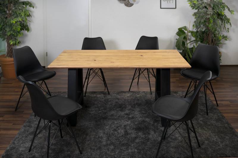 Trelevo® Esstisch Amalie, Esstisch 180x90cm Akazie massiv natur schweizer Kante A-Gestell AMALIE von Trelevo®