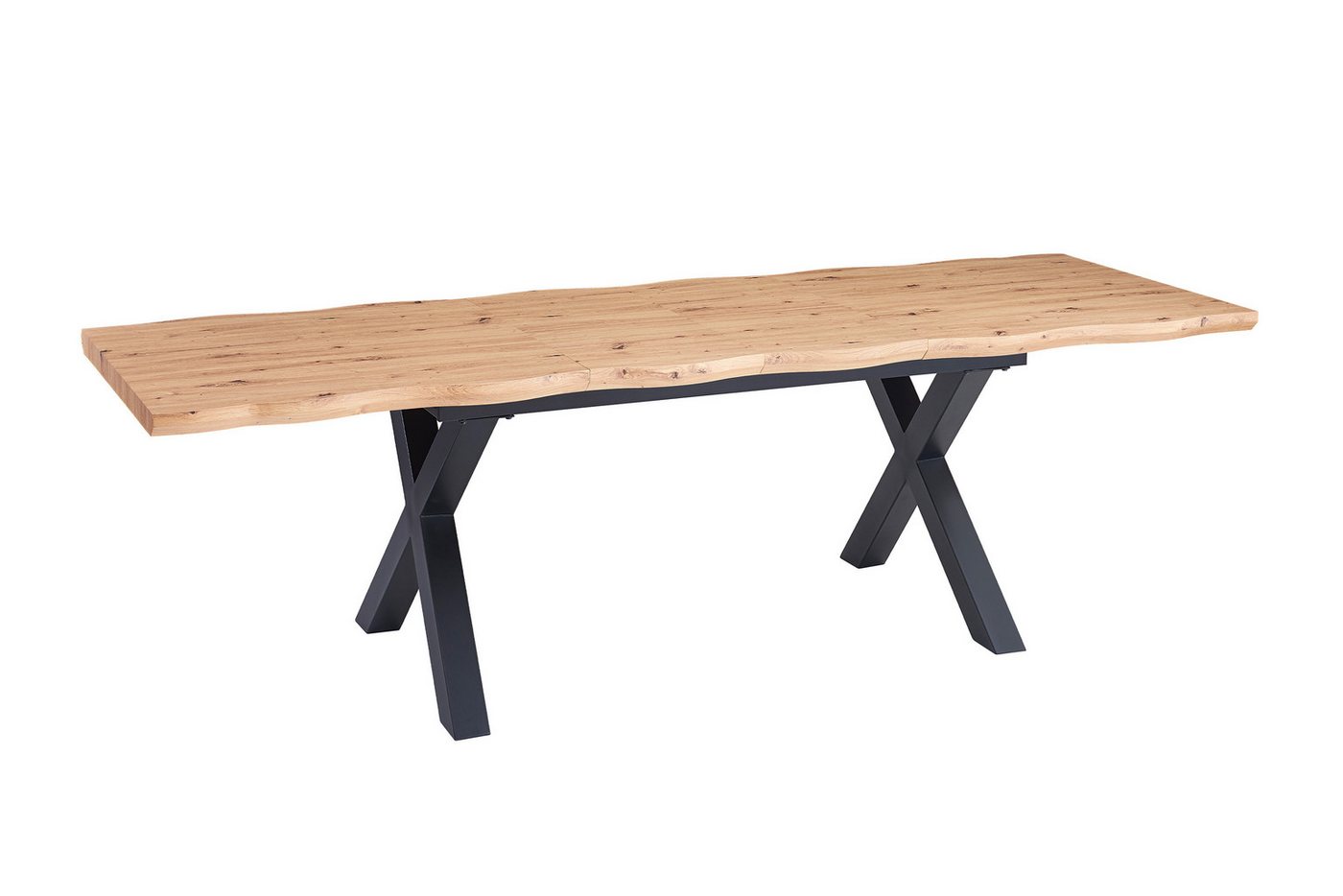 Trelevo® Esstisch Crane (1 Tischplatte und 2 Gestelle), Baumkante, ausziehbar auf 240 x 90 cm, Metallgestell X-Form von Trelevo®