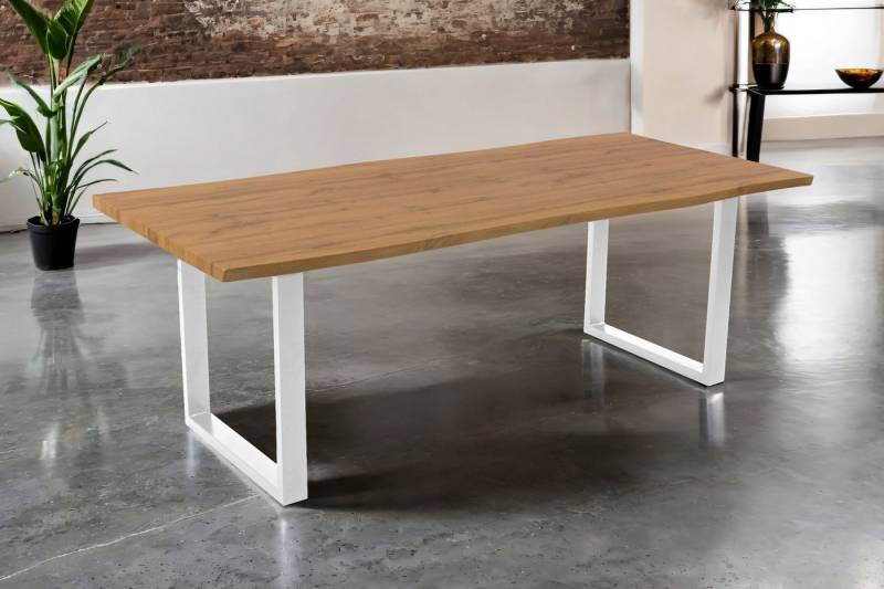 Trelevo® Esstisch Josy - U-Gestell, Esstisch 220x100 cm Baumkante Holz Wildeiche-Optik U-Gestell Metall we von Trelevo®