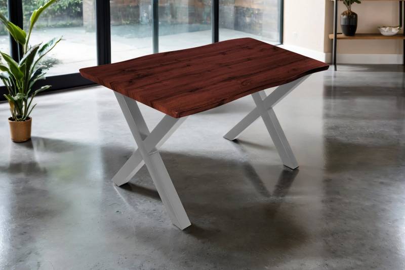 Trelevo® Esstisch Josy - X-Gestell, verschiedene Holz-Optiken, Baumkante, Metallgestell X-Form von Trelevo®