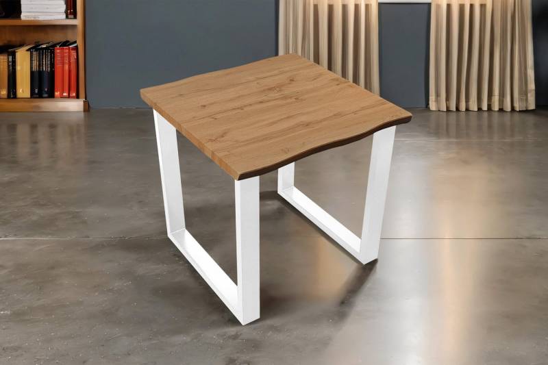 Trelevo® Esstisch Matys_U (1 Tischplatte und 2 Getstelle), Holz Wildeiche-Optik, gefräste Baumkante, Metallgestell U-Form von Trelevo®