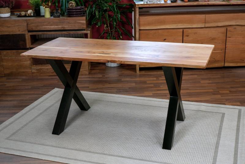 Trelevo® Esstisch Palermo, Esstisch 200x100cm Akazie massiv natur gerade Kante X-Gestell PALERMO von Trelevo®