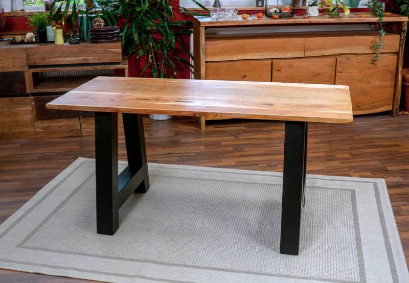 Trelevo® Esstisch Pascal, Esstisch 200x100cm Akazie massiv natur gerade Kante A-Gestell PASCAL von Trelevo®