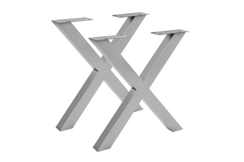 Trelevo® Tischgestell X-Gestell, Tischgestell 2er Set Roheisen lackiert X-Gestell Industrial-Design sil von Trelevo®