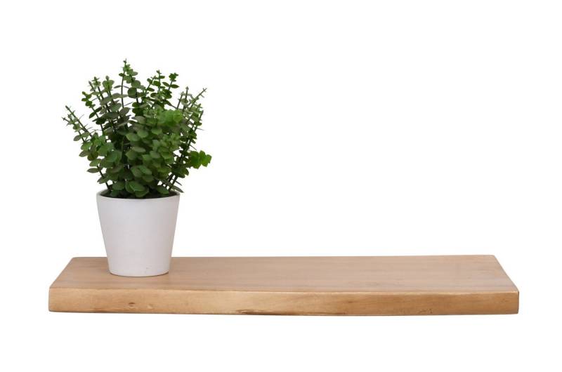Trelevo® Wandregal Amanda, Wandregal Akazienholz eiche massiv 70x20 cm Holzregal Steckboard Baumk von Trelevo®