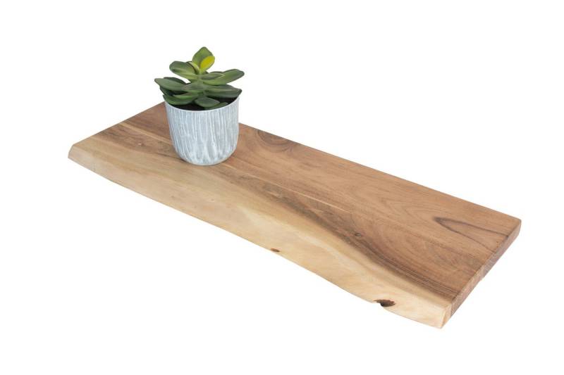 Trelevo® Wandregal Amanda, Wandregal Akazienholz natur massiv 70x20 cm Holzregal Steckboard Baumk von Trelevo®
