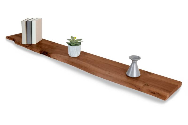 Trelevo® Wandregal Amanda, Wandregal Akazienholz nussbaum massiv 150x20 cm Holzregal Steckboard B von Trelevo®