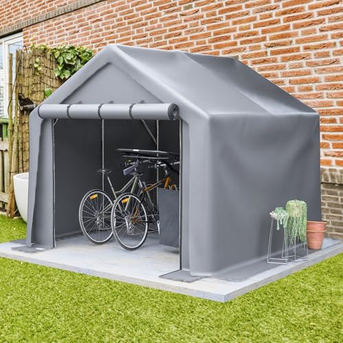 Garagenzelt 244x241x217cm, Geräteschuppen Wasserdichtes Gerätehaus Fahrradschuppen Fahrradgarage, Grau von Trelomix