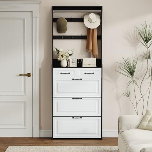 Trelomix Black Shoe Cabinet with Hanger,3 Doors 2 Drawers von Trelomix