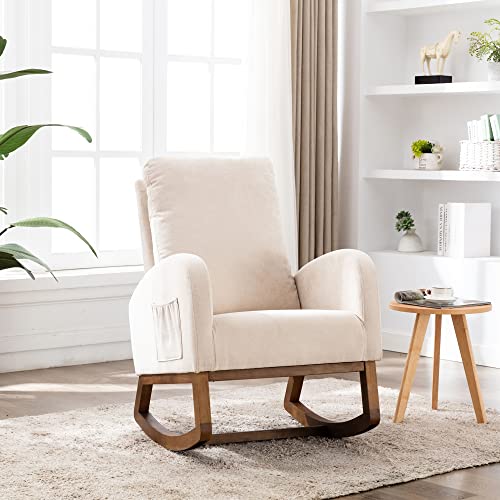Trelomix Mid-Century modernen Stil weichen Schaukelstuhl, Schaukelstuhl für Kinderzimmer, gepolstert hohen Rücken, Akzent Wippe für Wohnzimmer. Geeignet für Wohnzimmer und Schlafzimmer. von Trelomix