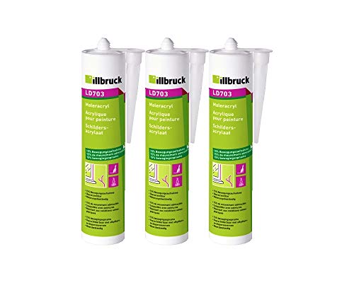 3x Illbruck LD703 Maleracryl für feuchte und saugende Untergründe, überstreichbar überputzbar für Innen und Aussen 310ml Weiss von Tremco Illbruck