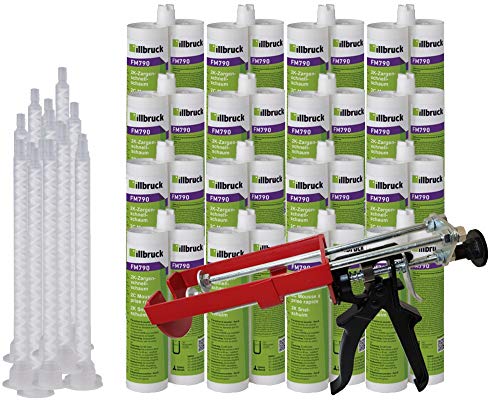 Illbruck Kombiset 16x FM790 Zargenschaum á 210ml + 2K Pistole DM21-Metall von Tremco Illbruck