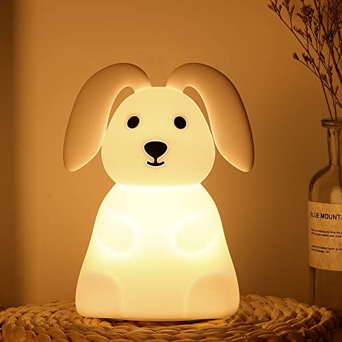 Tremdwoto Bunny Kinder Nachtlicht, Nachtlichter für Kinderzimmer Geburtstagsgeschenke Kawaii Teen Nachtlampe Wiederaufladbare Kleinkind Baby Kinderzimmer Nachtlicht Tragbare Silikon Tier Kinderlampe von Tremdwoto