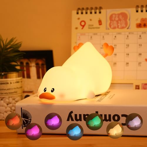 Tremdwoto ente Nachtlicht,7 Farben Spaß Nachtlicht für Kinder Entenlampe 1/3 Stunde Timer Duck Light USB Wiederaufladbar Dimmbar Kinderzimmer Lampe Geschenk für Kind Kleinkind Kawaii Schlafzimmer Tremdwoto ente Nachtlicht,7 Farben Spaß Nachtlicht für Kinder Entenlampe 1/3 Stunde Timer Duck Light USB Wiederaufladbar Dimmbar Kinderzimmer Lampe Geschenk für Kind Kleinkind Kawaii Schlafzimmer von Tremdwoto