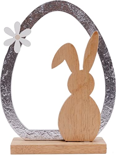 Trend Line Deko Aufsteller Osterhase Holz 19,5 cm Natur Silber Dekohase von Trend Line