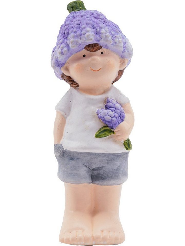 Trend Line Gartenfigur TrendLine Dekofigur Junge Keramik 15 cm weiß lila von Trend Line