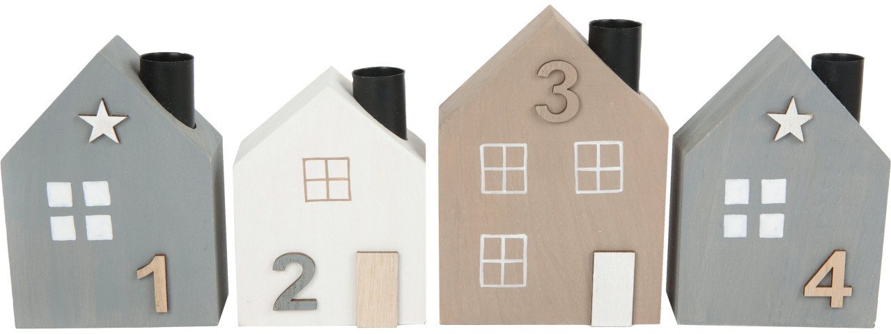 Trend Line Dekofigur TrendLine Dekohaus Set aus 4 Kiefernholz-Häusern Trend Line Dekofigur TrendLine Dekohaus Set aus 4 Kiefernholz-Häusern von Trend Line