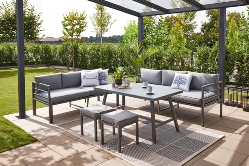 Trend Line Dining Lounge Set Columbia Sitzgruppe Garten Möbel Ecksofa Grau 5tlg von Trend Line