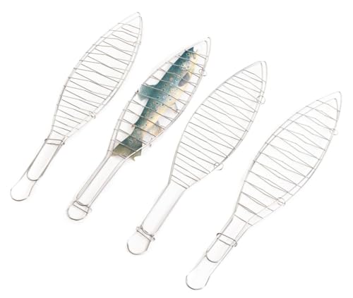 Trend Line Fischbräter 4er-Set Edelstahl 42 cm Fischhalter Fischwender Fischgrill von Trend Line