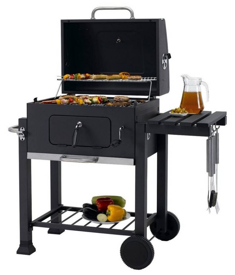 Trend Line Holzkohlegrill TrendLine Holzkohlegrill Montreal, Deckelthermometer mit Rollen von Trend Line