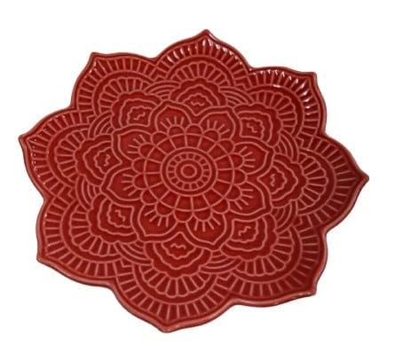 Trend Line Keramik Deko Teller Rot 23,5 x 23,5 x 3,5cm Dekoteller Dekotablett von Trend Line