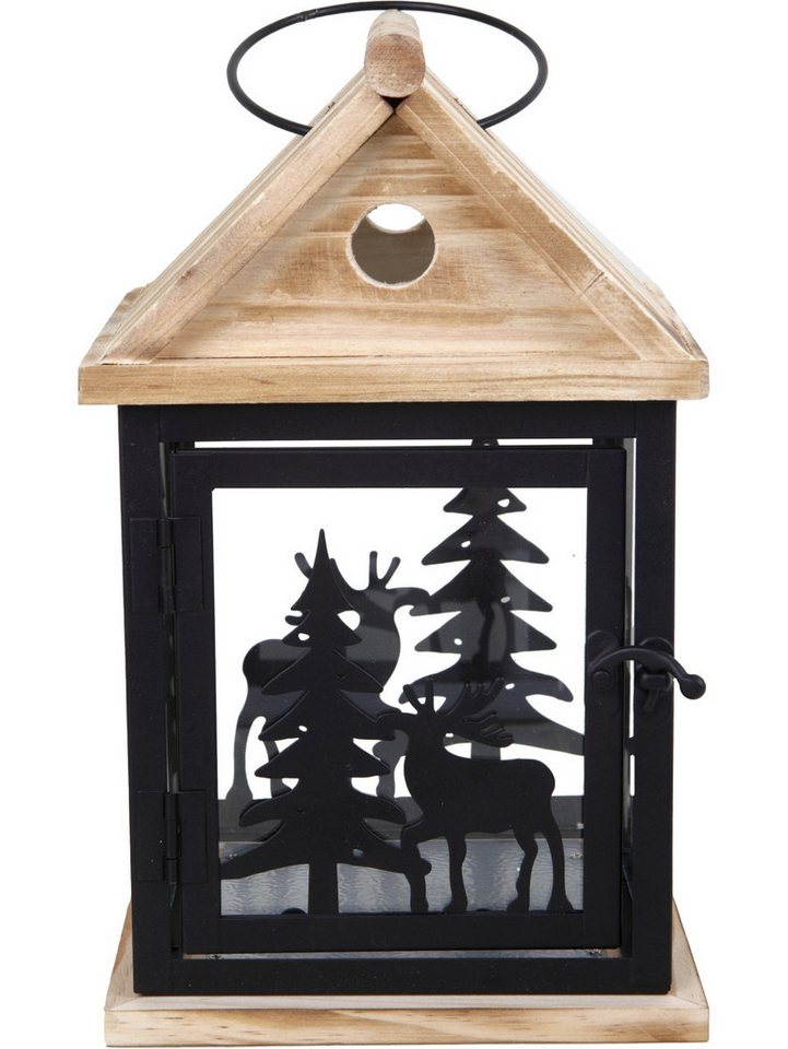 Trend Line LED-Christbaumkerzen TrendLine Deko Kiefernholzlaterne 26 x 16 x 16 cm von Trend Line