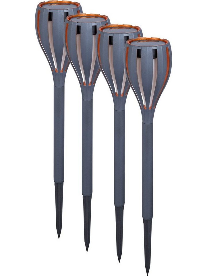 Trend Line LED Gartenfackel TrendLine LED Solarleuchte 4er Set mit Erdspieß, Inkl. Leuchtmittel, Nicht dimmbar nicht Smart Home-fähig ohne Bewegungsmelder von Trend Line