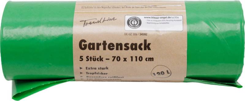 Trend Line Müllbeutel Trendline Gartensack 120 L, 63 mµ, grün, 5 Stück von Trend Line