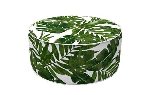 Primaster Sitzpouf aufblasbar weiß grün Ø 53 x 23 cm mit tropischen Blättern Sitzbänke, Hocker & Barhocker von Trend Line