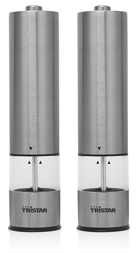 Trend Line Tristar Gewürzmühlen Set Salzmühle Pfeffermühle Batteriebetrieben LED Edelstahl von Trend Line