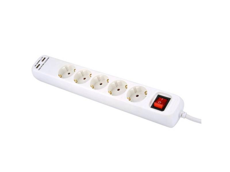 Trend Line Unitec Steckdosenleiste 5-fach 1,4m mit 2 x USB Steckdosenleiste von Trend Line