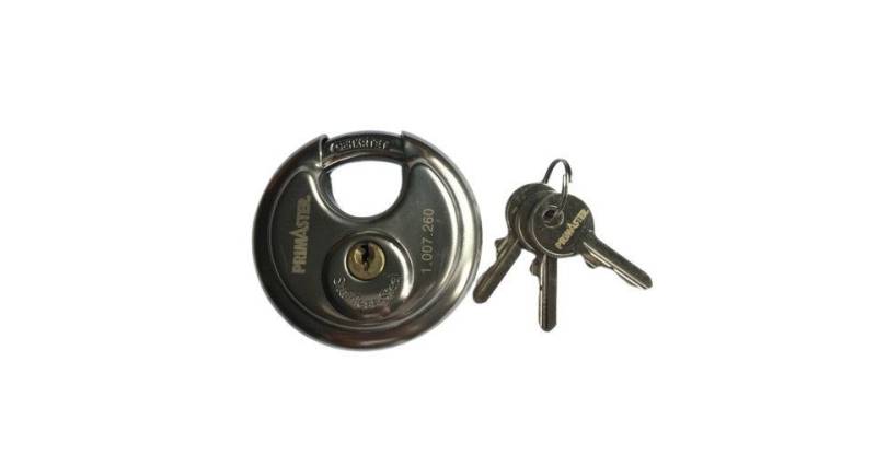 Primaster Vorhängeschloss Primaster Rundschloss Edelstahl 68 mm inkl. 3 von Primaster