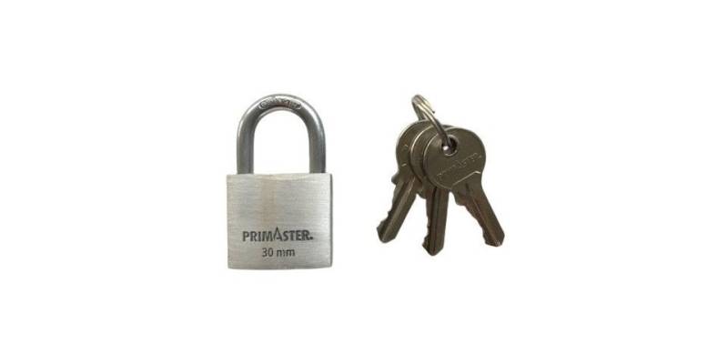 Primaster Vorhängeschloss Primaster Vorhängeschloss Aluminium 50 mm inkl. 3 von Primaster