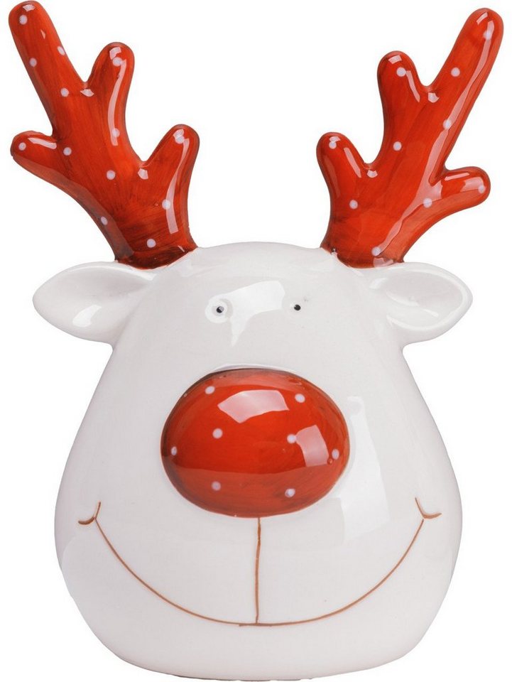 Trend Line Weihnachtsfigur TrendLine Dekofigur Keramik Rentierkopf 15 x 11 cm von Trend Line