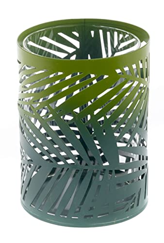 TrendLine Deko Windlicht 9 x 12cm Blau/Grün Metall/Glas Kerzenglas Gartendeko von Trend Line