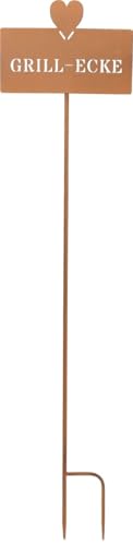 TrendLine Gartenstecker Grill-Ecke aus Metall 100 x 24 cm Rostoptik Gartenstecker von Trend Line