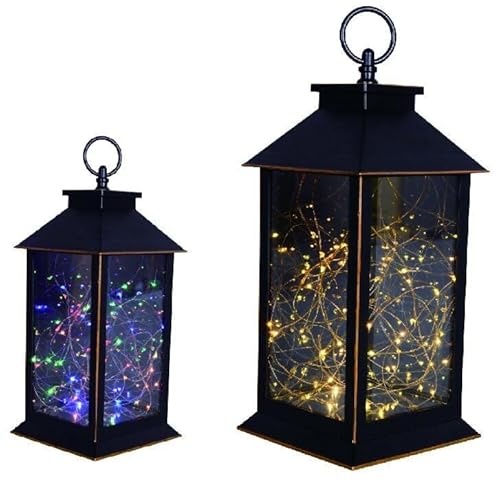 TrendLine LED Laterne 50 LED antik schwarz warmweiß/bunt flackernd 14x14x32cm von Trend Line