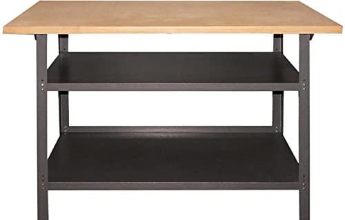 TrendLine Werkbank Arbeitsbank Tischlerbank 120 x 60 x 85cm 2 Ablageböden Arbeitstisch Werktisch Schwarz Braun von Trend Line