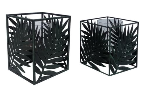 TrendLine Windlicht Teelichthalter Metall Palme Schwarz Kerzenhalter 12x12x14cm von Trend Line