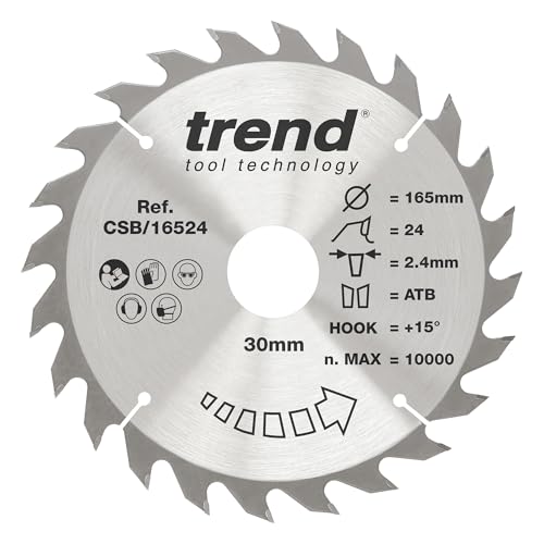 Trend Holz Kreissägeblatt, 165mm Durchmesser, 30mm Bohrung, 24 Zähne, HW, 2,4mm Schnittbreite, +15° Haken, CSB/16524 Trend Holz Kreissägeblatt, 165mm Durchmesser, 30mm Bohrung, 24 Zähne, HW, 2,4mm Schnittbreite, +15° Haken, CSB/16524 von TREND