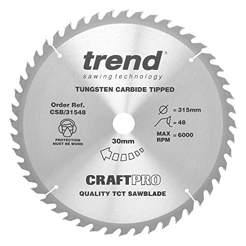 Trend CraftPro Combination TCT Kreissägeblatt, 315mm Durchmesser x 48 Zähne x 30mm Bohrung, Hartmetallbestückt, CSB/31548 von TREND