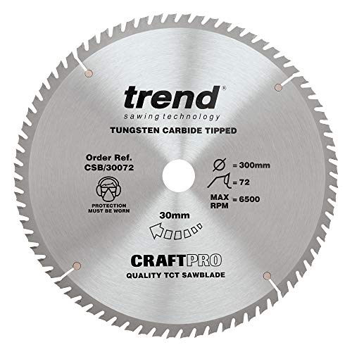Trend CraftPro TCT Kreissägeblatt, 300mm Durchmesser x 72 Zähne x 30mm Bohrung, Hartmetallbestückt, CSB/30072 von TREND