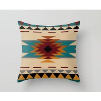 Azteken Teppich Kissenbezug, Braun Und Beige Southwestern Ethno Bauernkissen, Boho Home Decor von TrendHomeDesign