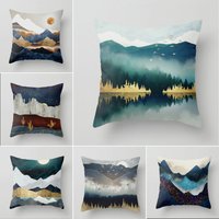 Bergkissenbezug, Abstrakte Landschaft Kissenhülle, Mond Und See Kissenbezug, Berg Wurfkissen, Hüttenkissen, Lodge Geschenke von TrendHomeDesign