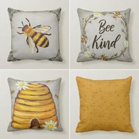 Bienenhaus Kissenbezug, Bienen Art Kissen, Blumen Wohndekor Bienenliebhaber Geschenk, Bauernhaus Stil von TrendHomeDesign