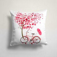 Blume Rotes Herz Und Liebe Fahrrad Dekor Valentinstag Kissen, Geschenk Für Ihn, Hochzeitsgeschenk, Kissenbezug Deko von TrendHomeDesign